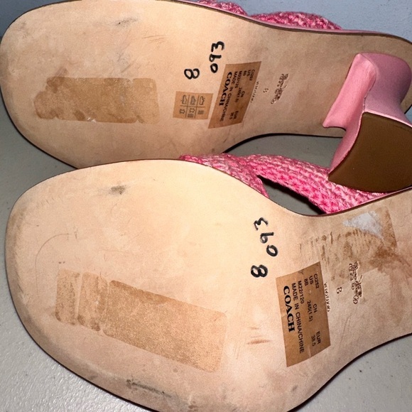COACH Quintin Pink Cross Strap Crochet Slip On Sandals New - Picture 9 of 9